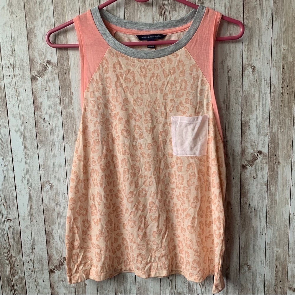 🌖 Americans Eagle Outfitters Pink and Grey Cheetah Print Tank